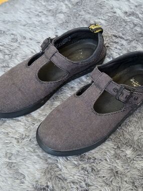 Dr Martens Doc's Winona Grey Canvas Mary Jane Shoes W7